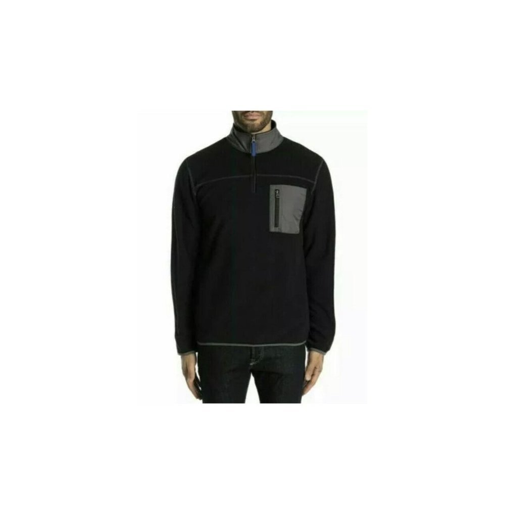 Vintage 1946 Black Fleece Knit 1/4 Zip‎ Sweater Size M